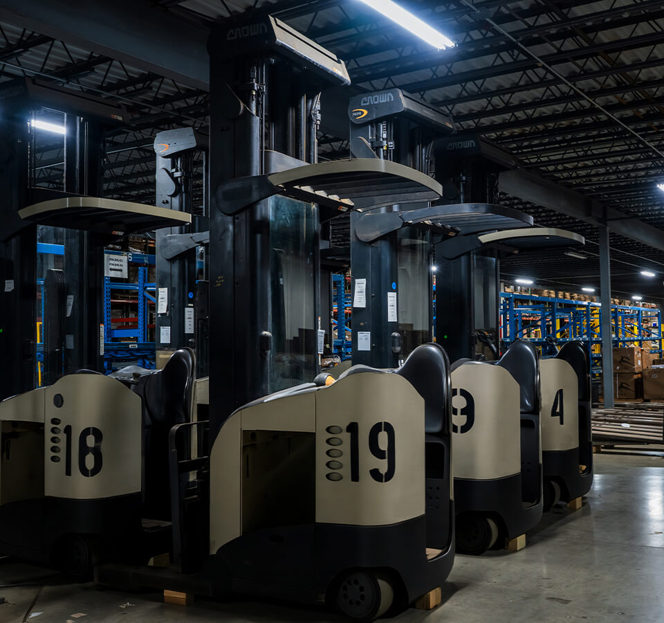 Racked inventory inside the Chicago warehouse