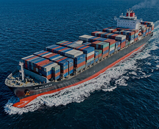 Container ship at sea