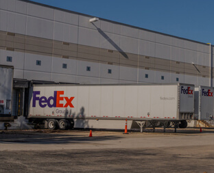 Carrier trailers at the warehouse loading docks